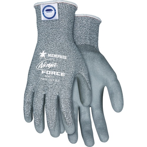 MCR Safety Ninja Force Fiberglass Shell Gloves - Small Size - Gray - Durable, Abrasion Resistant, Flexible, Cut Resistant, Tear Resistant - For Multipurpose - 2 / Pair