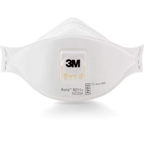 3M Aura Particulate Respirator - Comfortable, Adjustable Nose Clip, Disposable, Lightweight, Exhalation Valve, Collapse Resistant - Particulate, Dust, Fog Protection - White - 10 / Box