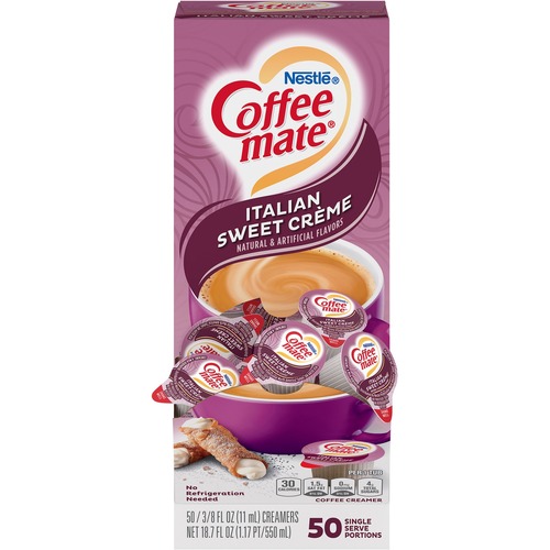 Coffee mate Liquid Coffee Creamer Singles, Gluten-Free - Italian Sweet Creme Flavor - 0.38 fl oz (11 mL) - 50/Box - 50 Serving