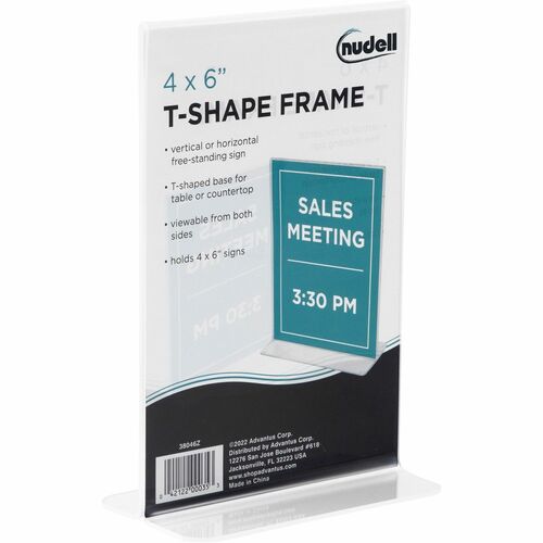 Golite nu-dell Double-sided Sign Holder - 1 Each - 4" Width x 6" Height - Rectangular Shape - Double Sided - Self-standing - Plastic - Signage, Photo, Notice - Clear