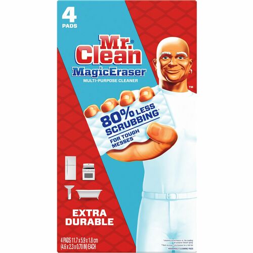 Mr. Clean Magic Eraser Extra Durable Pads - For Multipurpose - 4 / Box - Heavy Duty, Textured - White