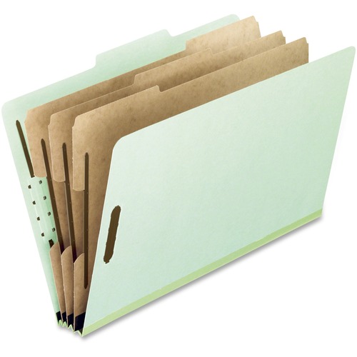 Pendaflex 1/3 Tab Cut Letter Recycled Classification Folder - 8 1/2" x 11" - 400 Sheet Capacity - 3" Expansion - 8 Fastener(s) - 2" Fastener Capacity for Folder - 3 Divider(s) - Light Green - 65% Recycled - 10 / Box