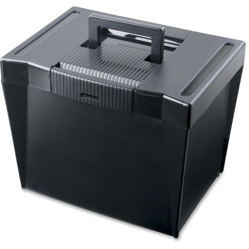 Pendaflex Economy File Box - Internal Dimensions: 13.88" Width x 10.75" Depth x 10.25" Height - External Dimensions: 13.5" Width x 10.3" Depth x 10.9" Height - Media Size Supported: Letter - Latch Lock Closure - Stackable - Plastic - Black - For File - 1 