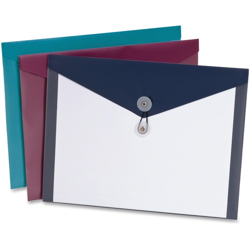Pendaflex ViewFront Poly Envelopes - Booklet - A4 - 12 1/2" Width - Poly, Polypropylene - 4 / Pack - Assorted, Teal, Burgundy
