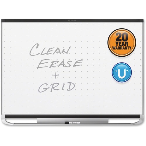 Quartet Prestige 2 Total Erase Magnetic Whiteboard - 96" (8 ft) Width x 48" (4 ft) Height - White Surface - Black Aluminum Frame - Horizontal - Magnetic - 1 Each