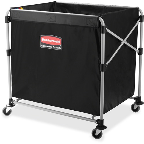 Rubbermaid Commercial 8-Bushel Collapsible X-Cart - 220 lb Capacity - 35.7" Length x 24.1" Width x 34.6" Height - Stainless Steel Frame - Black - 1 Each