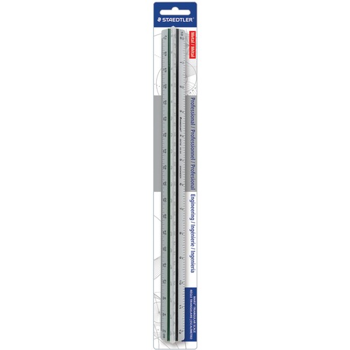 Staedtler Mars Professional Engineering Triangular Scale - 12" Length - Aluminum - 1 Each - Silver