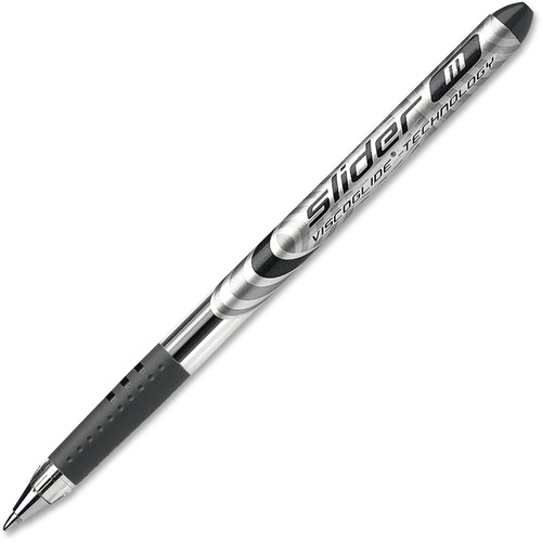 Schneider StrideSlider Basic M Viscoglide Ballpoint Pen - Medium Pen Point - 1 mm Pen Point Size - Black - Silver Plastic Barrel - 10 / Box