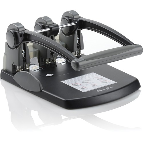 Swingline Extra-High Capacity 3-Hole Punch - Fixed Centers - 3 Punch Head(s) - 300 Sheet - 9/32" Punch Size - Black, Gray - Heavy-Duty Hole Punches - SWI74194