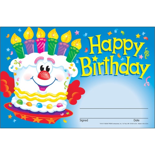 Trend Happy Birthday Recognition Awards - "Happy Birthday" - 5.50" x 8.50" - Multicolor - 1 / Pack