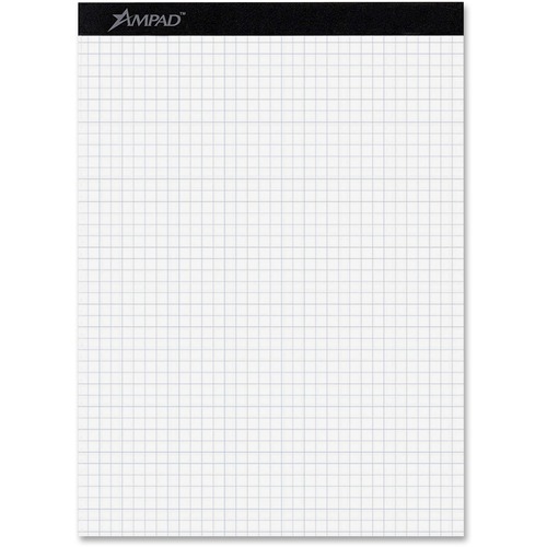 Ampad Quad-ruled Double Sheet Writing Pads - 100 Sheets - Both Side Ruling Surface - 15 lb Basis Weight - 8 1/2" x 11 3/4" - 0.41" x 8.5" x 11.8" - White Paper - Dual Sided, Micro Perforated, Easy Tear, Chipboard Backing, Rigid, Stiff-back - 1 / Pad