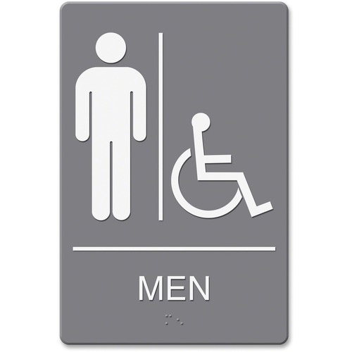 Headline U.S. Stamp & Sign Men/Wheelchair Image Indoor Sign - English - Print/Message "men's restroom/wheelchair accessible" - 6" Width x 9" Height - Rectangular Shape - Wall Mountable, Door-mountable - Double Sided - Indoor - Plastic - 1 Each