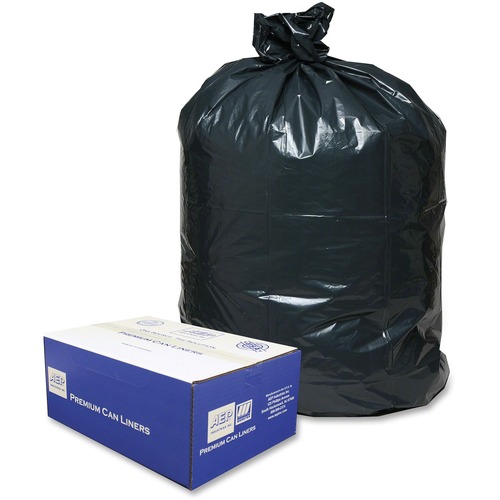 Berry Opaque Linear Low-Density Can Liners - Extra Large Size - 60 gal Capacity - 38" Width x 58" Length - Low Density - Black - 100/Carton - Can - Recycled