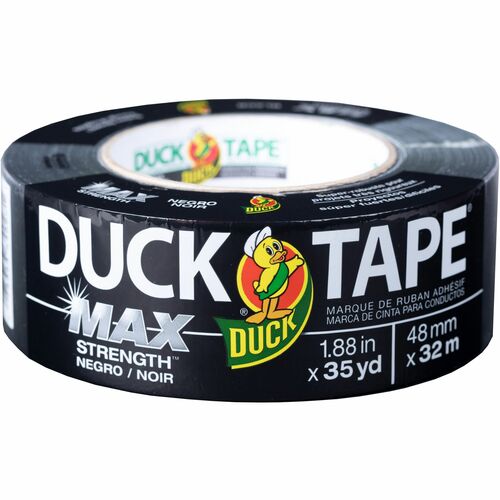 Duck MAX Strength Tape - Black - 35 yd Length x 1.88" Width - Natural Rubber - Polyethylene Backing - For Indoor, Outdoor - 1 / Roll - Black