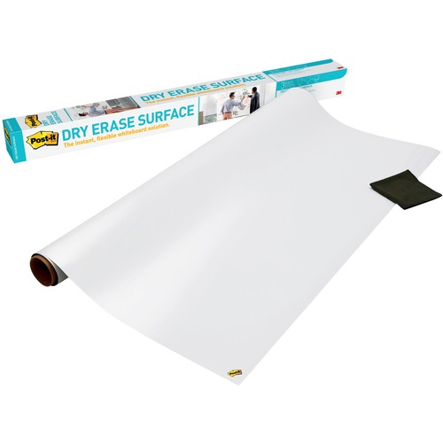 Post-it® Self-Stick Dry-Erase Film Surface - White Surface - 36" (3 ft) Width x 48" (4 ft) Length - White Film - Rectangle - Flexible, Stain Resistant, Self-stick - 1 / Pack