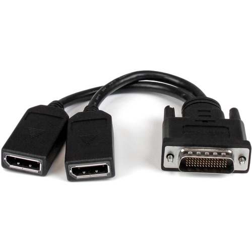 StarTech.com 8" DMS-59 to Dual DisplayPort Adapter Cable, 4K x 2K, DMS 59 pin (M) to 2x DP 1.2 (F) Splitter Y Cable, LFH to 2x DP Monitors - 7.8in DMS-59 to Dual DisplayPort adapter; 4K x 2K (3840x2160p 60Hz)/21.6Gbps/HBR2 - Y-cable to split the video sig