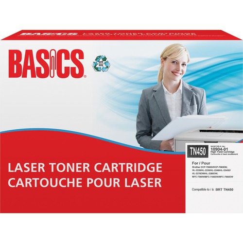 Basics® Remanufactured Laser Cartridge High Yield (Brother TN450) Black - Laser - High Yield - 2600 Pages