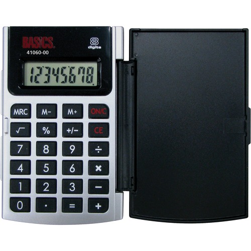 Basics® 8-Digit Hard Case Pocket Calculator - Hard Shell Cover - 8 Digits - Battery Powered - 0.4" x 2.4" x 3.8" - Portable