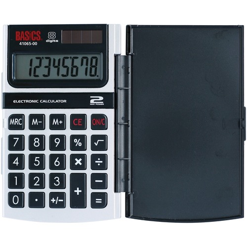 Basics® 8-Digit Hard Case Hand Held Calculator - Hard Shell Cover, Dual Power - 8 Digits - 0.5" x 2.8" x 4.5" - Handheld