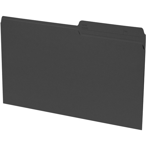 Basics Coloured Reversible File Folders Legal Black 100/box - 8 1/2" x 14" - Black - 100 / Box
