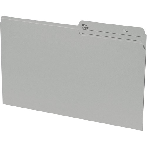 Basics® Coloured Reversible File Folders Legal Grey 100/box - 8 1/2" x 14" - Gray - 100 / Box - Top Tab Colored Folders - BAO2400705