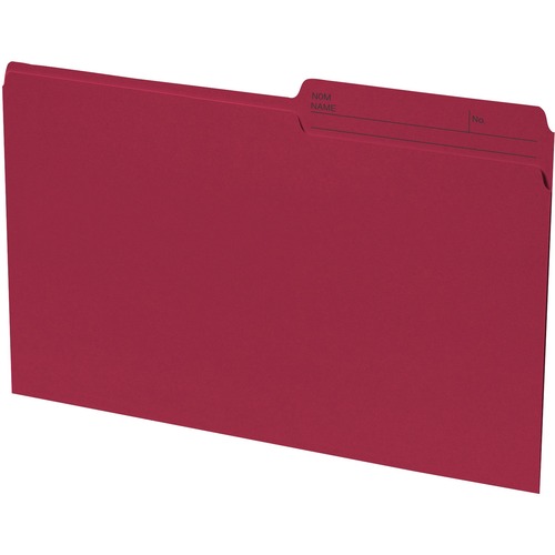 Basics® Coloured Reversible File Folders Legal Burgundy 100/box - 8 1/2" x 14" - Burgundy - 100 / Box