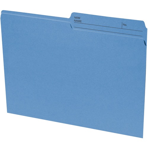 Basics® Coloured Reversible File Folders Letter Blue 100/box - 8 1/2" x 11" - Blue - 100 / Box
