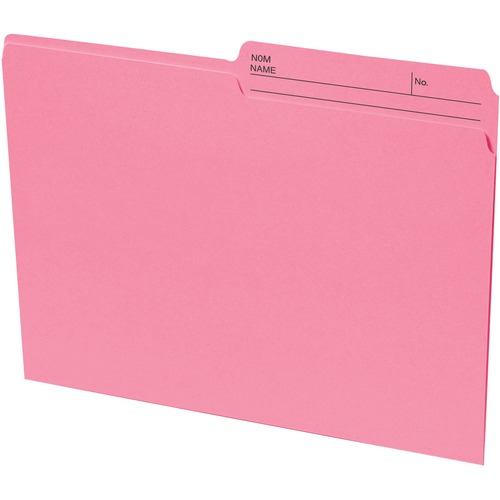 Basics® Coloured Reversible File Folders Letter Pink 100/box - 8 1/2" x 11" - Pink - 100 / Box