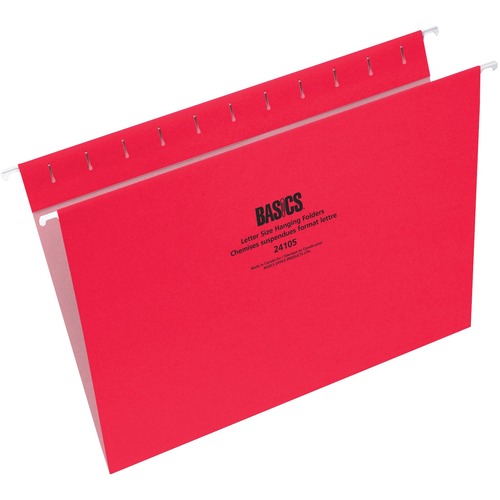 Basics® Coloured Hanging Folders Letter Red 25/box - 8 1/2" x 11" - Red - 25 / Box