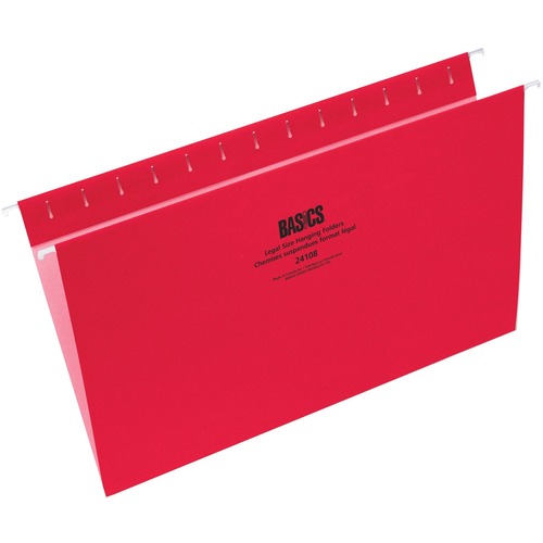 Basics® Coloured Hanging Folders Legal Red 25/box - 8 1/2" x 14" - Red - 25 / Box