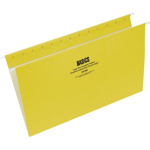 Basics® Coloured Hanging Folders Legal Yellow 25/box - 8 1/2" x 14" - Yellow - 25 / Box
