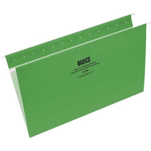 Basics® Coloured Hanging Folders Legal Light Green 25/box - 8 1/2" x 14" - Light Green - 25 / Box