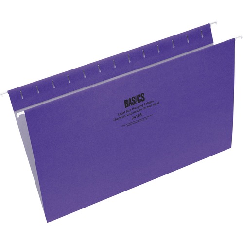 Basics® Coloured Hanging Folders Legal Violet 25/box - 8 1/2" x 14" - Violet - 25 / Box
