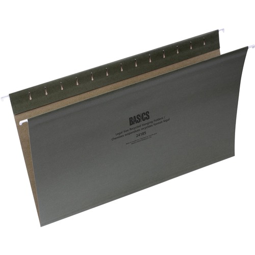 Basics® Recycled Hanging Folders Legal Green 50/box - 8 1/2" x 14" - Green - 50 / Box