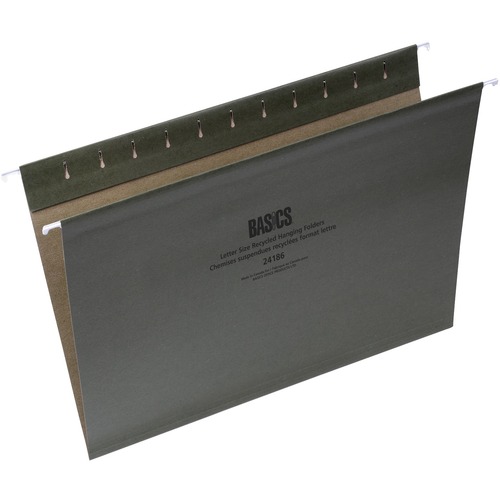 Basics® Recycled Hanging Folders Letter Green 50/box - 8 1/2" x 11" - Green - 50 / Box