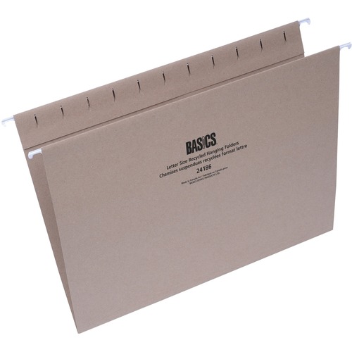 Basics® Recycled Hanging Folders Letter Natural 50/box - 8 1/2" x 11" - Natural - 50 / Box
