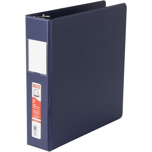 Basics® D-Ring Binder 2" Blue - 2" Binder Capacity - D-Ring Fastener(s) - 2 Internal Pocket(s) - Polypropylene - Blue - Label Holder - Standard Ring Binders - BAO3511202