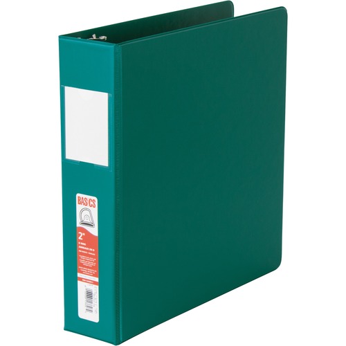 Basics® D-Ring Binder 2" Green - 2" Binder Capacity - D-Ring Fastener(s) - 2 Internal Pocket(s) - Polypropylene - Green - Label Holder - Standard Ring Binders - BAO3511204