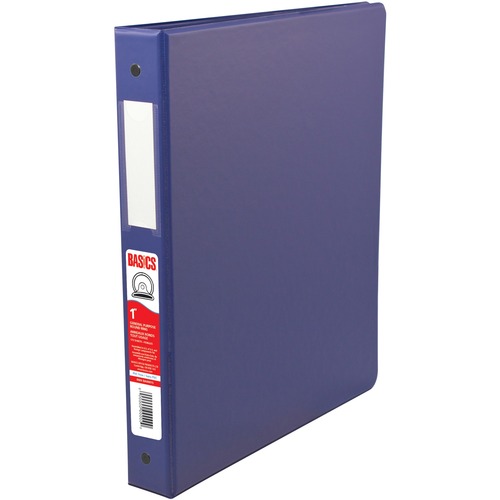 Basics® Round Ring Binder 1" Blue - 1" Binder Capacity - Round Ring Fastener(s) - 2 Internal Pocket(s) - Polypropylene - Blue - Label Holder