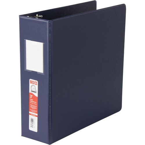 Basics® D-Ring Binder 3" Blue - 3" Binder Capacity - D-Ring Fastener(s) - 2 Internal Pocket(s) - Polypropylene - Blue - Label Holder