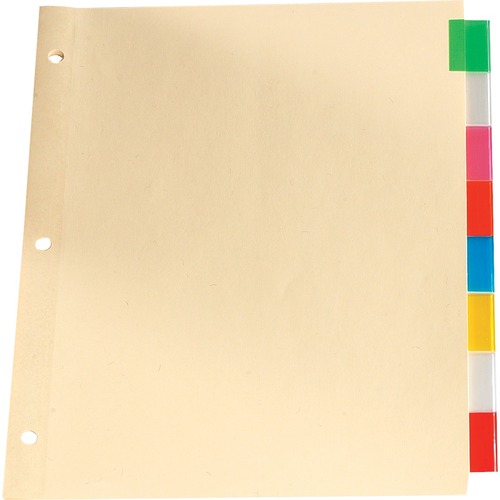 Basics® Insertable Indexes Assorted Colours 8 Tabs - 8 Tab(s) - Letter - 8.50" (215.90 mm) Width x 11" (279.40 mm) Length - 3 Hole Punched - Assorted Plastic Tab(s) - Rip Proof, Reinforced - 1 / Set