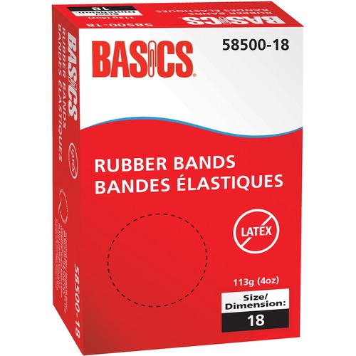 Basics® Latex Free Rubber Bands #18 4 oz - Size: #18 - 3" (76.20 mm) Length x 62.50 mil (1.59 mm) Width - Natural