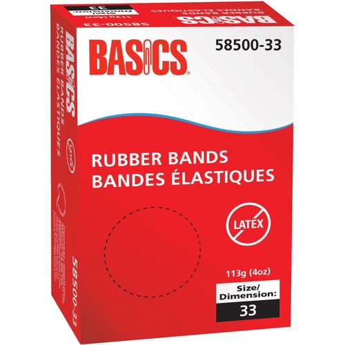 Basics® Latex Free Rubber Bands #33 4 oz - Size: #33 - 3.50" (88.90 mm) Length x 0.13" (3.18 mm) Width - Natural