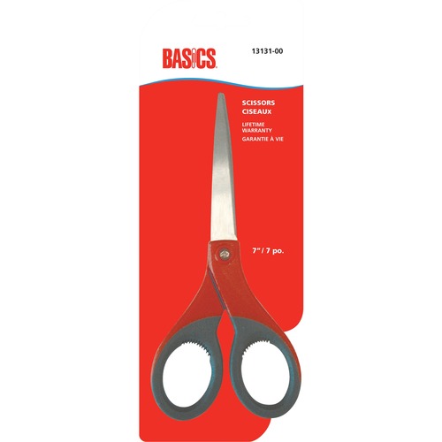 Basics® Scissors 7" Straight Handle - 7" (177.80 mm) Overall Length - Straight - Stainless Steel - Scissors - BAO1313100