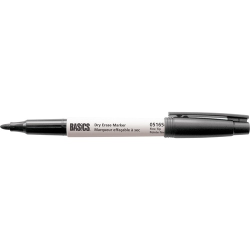 Basics® Dry Erase Pen-Style Markers Fine Tip Black 12/box - Fine Marker Point - Black - 12 / box