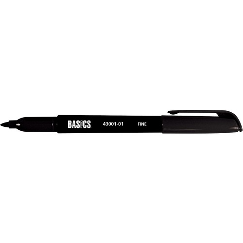 Basics® Permanent Markers Pen Style Fine Tip Black 12/box