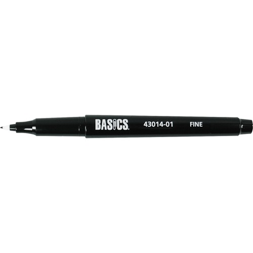Basics® Nylon Tip Markers Fine Tip Black 12/box - Fine Marker Point - 0.3 mm Marker Point Size - Black - Nylon Tip - 12 / box
