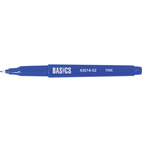 Basics® Nylon Tip Markers Fine Tip Blue 12/box - Fine Marker Point - 0.3 mm Marker Point Size - Blue - Nylon Tip - 12 / box