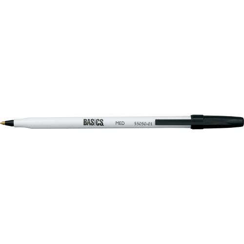 Basics® Stick Pen Medium Point Black 12/box - Medium Pen Point - Black - 12 / box