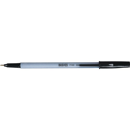 Basics Stick Pen Fine Black 12/box - Fine Pen Point - Black - 12